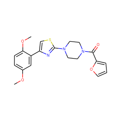 COc1ccc(OC)c(-c2csc(N3CCN(C(=O)c4ccco4)CC3)n2)c1 ZINC000001440314