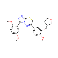 COc1ccc(OC)c(-c2nnc3n2N=C(c2ccc(OC)c(O[C@@H]4CCOC4)c2)CS3)c1 ZINC000043018047