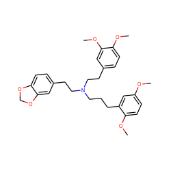 COc1ccc(OC)c(CCCN(CCc2ccc(OC)c(OC)c2)CCc2ccc3c(c2)OCO3)c1 ZINC000653753044