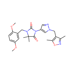 COc1ccc(OC)c(CN2C(=O)N(c3cnn(Cc4c(C)noc4C)c3)C(=O)C2(C)C)c1 ZINC000116770639