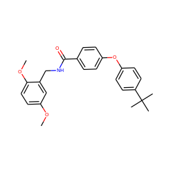 COc1ccc(OC)c(CNC(=O)c2ccc(Oc3ccc(C(C)(C)C)cc3)cc2)c1 ZINC000103187672