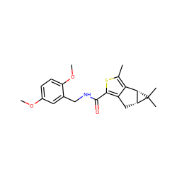 COc1ccc(OC)c(CNC(=O)c2sc(C)c3c2C[C@@H]2[C@H]3C2(C)C)c1 ZINC000103235003