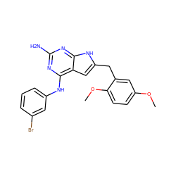 COc1ccc(OC)c(Cc2cc3c(Nc4cccc(Br)c4)nc(N)nc3[nH]2)c1 ZINC000013859509