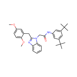 COc1ccc(OC)c(Cc2nc3ccccc3n2CC(=O)Nc2cc(C(C)(C)C)cc(C(C)(C)C)c2)c1 ZINC000207698131