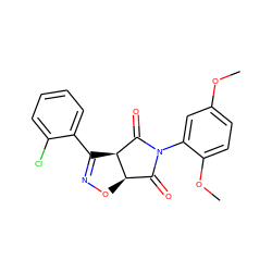 COc1ccc(OC)c(N2C(=O)[C@H]3ON=C(c4ccccc4Cl)[C@H]3C2=O)c1 ZINC000100453719