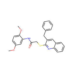 COc1ccc(OC)c(NC(=O)CSc2nc3ccccc3cc2Cc2ccccc2)c1 ZINC000001339851