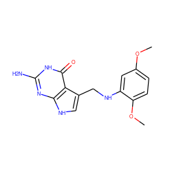 COc1ccc(OC)c(NCc2c[nH]c3nc(N)[nH]c(=O)c23)c1 ZINC000013863046