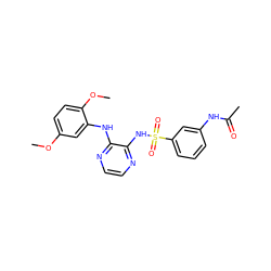 COc1ccc(OC)c(Nc2nccnc2NS(=O)(=O)c2cccc(NC(C)=O)c2)c1 ZINC000299822218