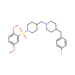 COc1ccc(OC)c(S(=O)(=O)N2CCC(CN3CCC(Cc4ccc(F)cc4)CC3)CC2)c1 ZINC000073129500