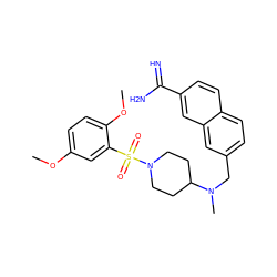 COc1ccc(OC)c(S(=O)(=O)N2CCC(N(C)Cc3ccc4ccc(C(=N)N)cc4c3)CC2)c1 ZINC000028714214