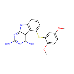 COc1ccc(OC)c(Sc2cccc3[nH]c4nc(N)nc(N)c4c23)c1 ZINC001772642982