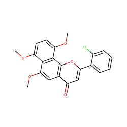 COc1ccc(OC)c2c1c(OC)cc1c(=O)cc(-c3ccccc3Cl)oc12 ZINC000299863655