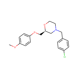 COc1ccc(OC[C@@H]2CN(Cc3ccc(Cl)cc3)CCO2)cc1 ZINC000034686921