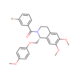 COc1ccc(OC[C@H]2c3cc(OC)c(OC)cc3CCN2C(=O)c2cccc(Br)c2)cc1 ZINC000003006755