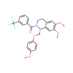 COc1ccc(OC[C@H]2c3cc(OC)c(OC)cc3CCN2C(=O)c2cccc(C(F)(F)F)c2)cc1 ZINC000003006841