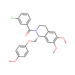 COc1ccc(OC[C@H]2c3cc(OC)c(OC)cc3CCN2C(=O)c2cccc(Cl)c2)cc1 ZINC000003006645