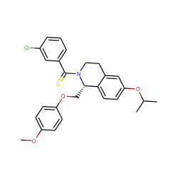 COc1ccc(OC[C@H]2c3ccc(OC(C)C)cc3CCN2C(=S)c2cccc(Cl)c2)cc1 ZINC001772572284