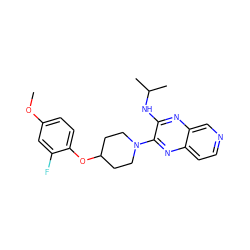 COc1ccc(OC2CCN(c3nc4ccncc4nc3NC(C)C)CC2)c(F)c1 ZINC000653679175