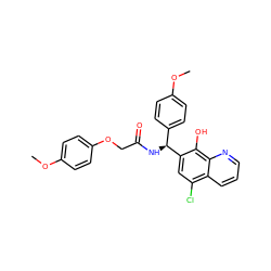 COc1ccc(OCC(=O)N[C@@H](c2ccc(OC)cc2)c2cc(Cl)c3cccnc3c2O)cc1 ZINC000040891742