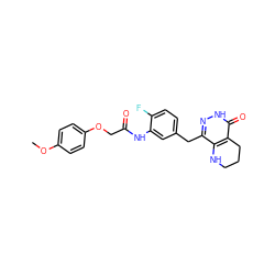 COc1ccc(OCC(=O)Nc2cc(Cc3n[nH]c(=O)c4c3NCCC4)ccc2F)cc1 ZINC000139300395