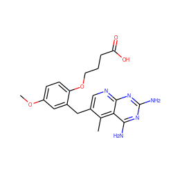 COc1ccc(OCCCC(=O)O)c(Cc2cnc3nc(N)nc(N)c3c2C)c1 ZINC000013646370