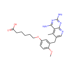 COc1ccc(OCCCCCC(=O)O)cc1Cc1cnc2nc(N)nc(N)c2c1C ZINC000013646368