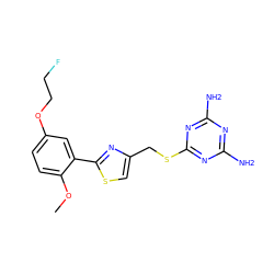 COc1ccc(OCCF)cc1-c1nc(CSc2nc(N)nc(N)n2)cs1 ZINC000096283883