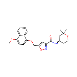 COc1ccc(OCc2cc(C(=O)N[C@@H]3CCOC(C)(C)C3)no2)c2ccccc12 ZINC000011956069