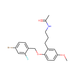 COc1ccc(OCc2ccc(Br)cc2F)c(CCCNC(C)=O)c1 ZINC000049069207