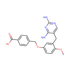 COc1ccc(OCc2ccc(C(=O)O)cc2)cc1Cc1cnc(N)nc1N ZINC000003641194