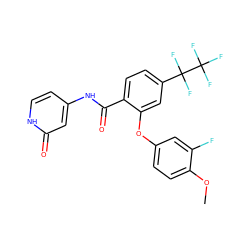 COc1ccc(Oc2cc(C(F)(F)C(F)(F)F)ccc2C(=O)Nc2cc[nH]c(=O)c2)cc1F ZINC000143158035