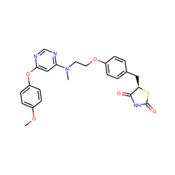 COc1ccc(Oc2cc(N(C)CCOc3ccc(C[C@H]4SC(=O)NC4=O)cc3)ncn2)cc1 ZINC000033972992