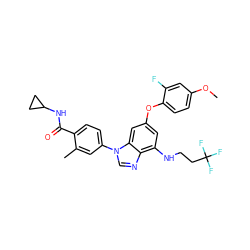 COc1ccc(Oc2cc(NCCC(F)(F)F)c3ncn(-c4ccc(C(=O)NC5CC5)c(C)c4)c3c2)c(F)c1 ZINC000147601346