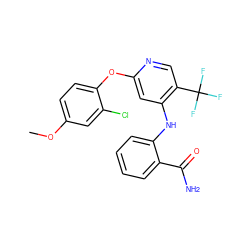 COc1ccc(Oc2cc(Nc3ccccc3C(N)=O)c(C(F)(F)F)cn2)c(Cl)c1 ZINC000073162578