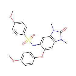 COc1ccc(Oc2cc3c(cc2NS(=O)(=O)c2ccc(OC)cc2)n(C)c(=O)n3C)cc1 ZINC000064605624