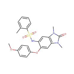 COc1ccc(Oc2cc3c(cc2NS(=O)(=O)c2ccccc2C)n(C)c(=O)n3C)cc1 ZINC000046009551