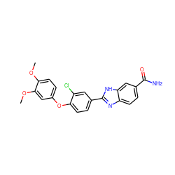 COc1ccc(Oc2ccc(-c3nc4ccc(C(N)=O)cc4[nH]3)cc2Cl)cc1OC ZINC000038449634