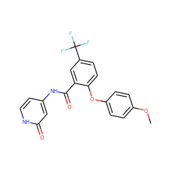 COc1ccc(Oc2ccc(C(F)(F)F)cc2C(=O)Nc2cc[nH]c(=O)c2)cc1 ZINC000143182230