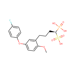 COc1ccc(Oc2ccc(F)cc2)cc1CCC[C@@H](P(=O)(O)O)S(=O)(=O)O ZINC000045505859