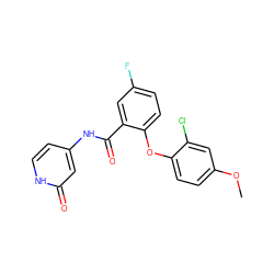 COc1ccc(Oc2ccc(F)cc2C(=O)Nc2cc[nH]c(=O)c2)c(Cl)c1 ZINC000143195833