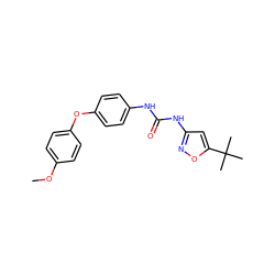 COc1ccc(Oc2ccc(NC(=O)Nc3cc(C(C)(C)C)on3)cc2)cc1 ZINC000040898270