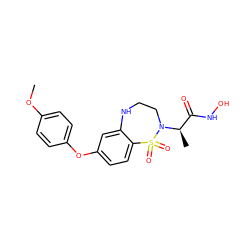 COc1ccc(Oc2ccc3c(c2)NCCN([C@H](C)C(=O)NO)S3(=O)=O)cc1 ZINC000013518189