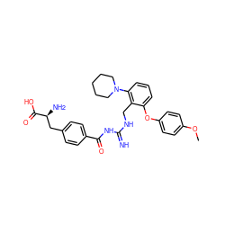 COc1ccc(Oc2cccc(N3CCCCC3)c2CNC(=N)NC(=O)c2ccc(C[C@H](N)C(=O)O)cc2)cc1 ZINC000653842155