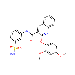 COc1ccc(Oc2nc3ccccc3cc2C(=O)Nc2cccc(S(N)(=O)=O)c2)c(OC)c1 ZINC000143165396