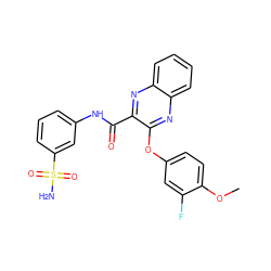 COc1ccc(Oc2nc3ccccc3nc2C(=O)Nc2cccc(S(N)(=O)=O)c2)cc1F ZINC000143248626