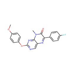 COc1ccc(Oc2ncc3nc(-c4ccc(F)cc4)c(=O)n(C)c3n2)cc1 ZINC000004238327