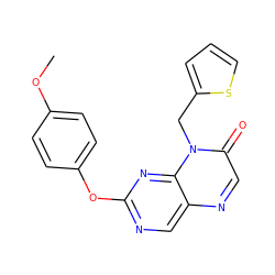 COc1ccc(Oc2ncc3ncc(=O)n(Cc4cccs4)c3n2)cc1 ZINC000004238491