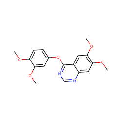 COc1ccc(Oc2ncnc3cc(OC)c(OC)cc23)cc1OC ZINC000026739868