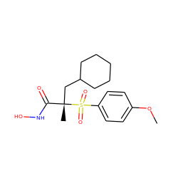 COc1ccc(S(=O)(=O)[C@@](C)(CC2CCCCC2)C(=O)NO)cc1 ZINC000013520803