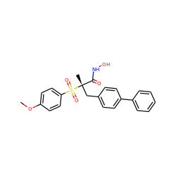 COc1ccc(S(=O)(=O)[C@@](C)(Cc2ccc(-c3ccccc3)cc2)C(=O)NO)cc1 ZINC000013520760